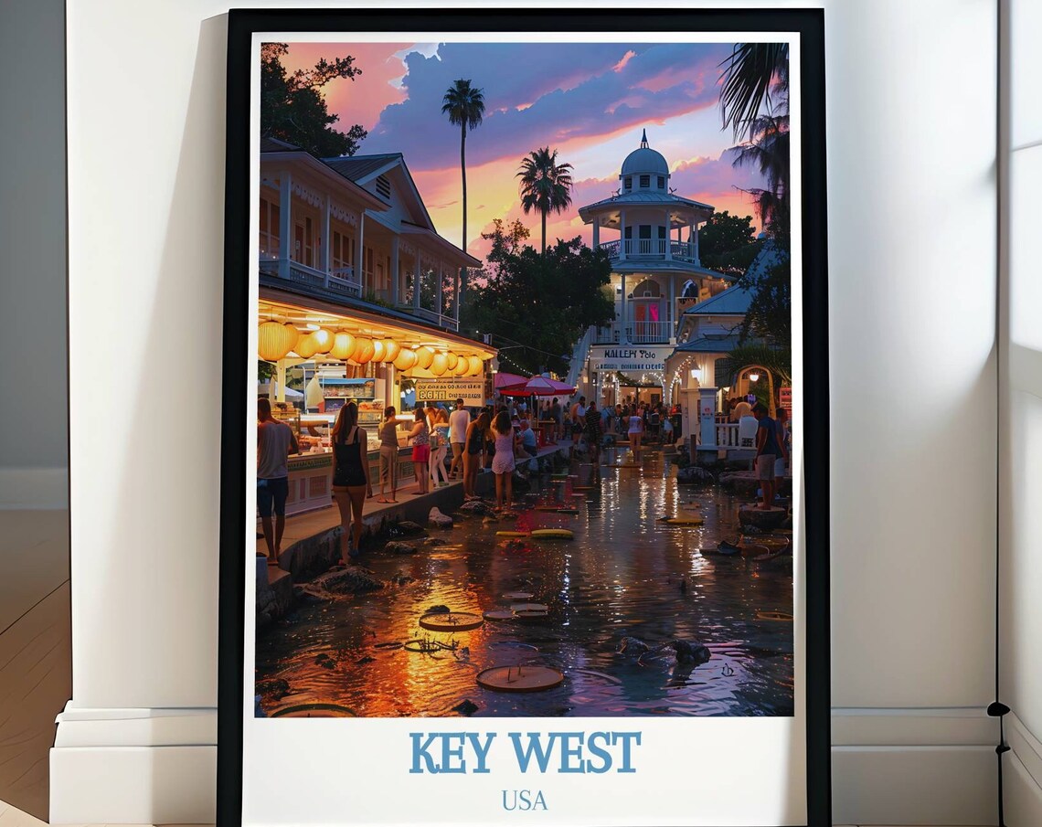 Key West Mallory Square Sunset Crowd Waterfront Florida Poster
