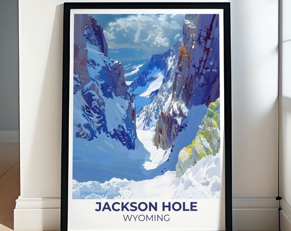 Jackson Hole Wyoming Scenic Posters Jackson Hole Ultimate Skiing Experience In Art Adventure Of Jackson Hole Skiing Print