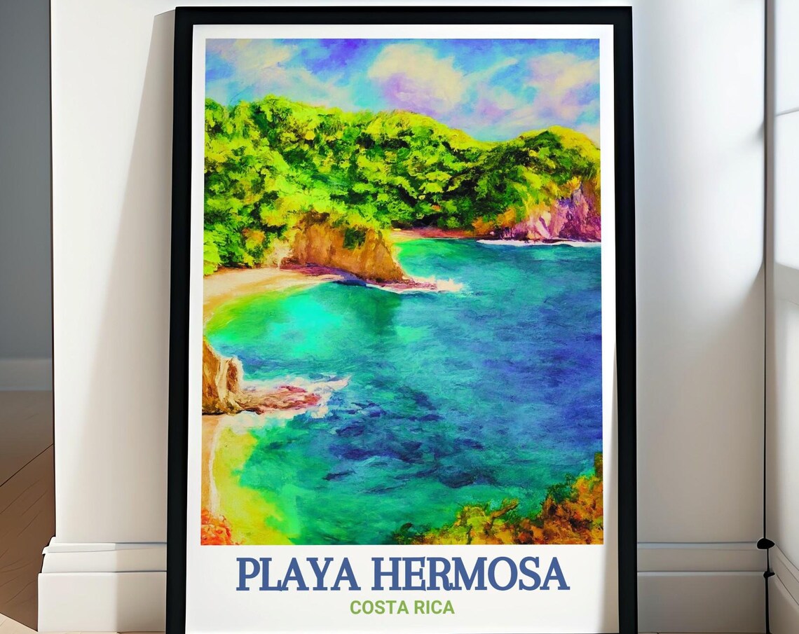 Playa Hermosa Costa Rica Hidden Turquoise Cove Cliffs Poster