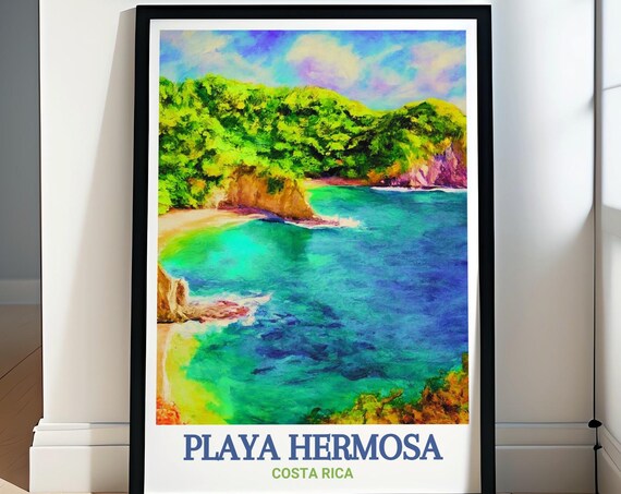 Playa Hermosa Costa Rica Hidden Turquoise Cove Cliffs Poster