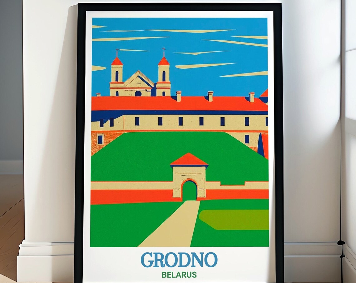 Grodno Belarus New Castle Fortress Hill Landmark Travel Poster