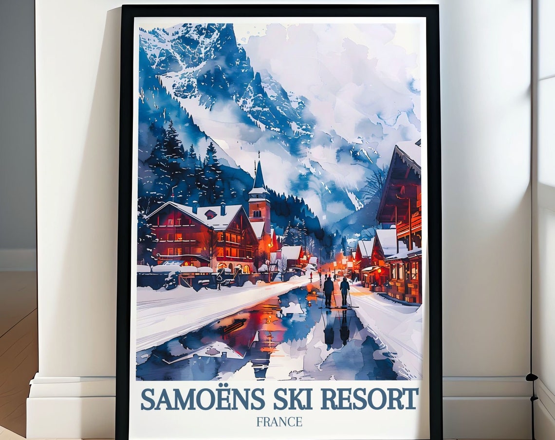 Samoens Travel Print Mont Blanc Grand Massif French Alps Decor Mont Blanc Grand Massif French Alps Art French Alps Travel Poster