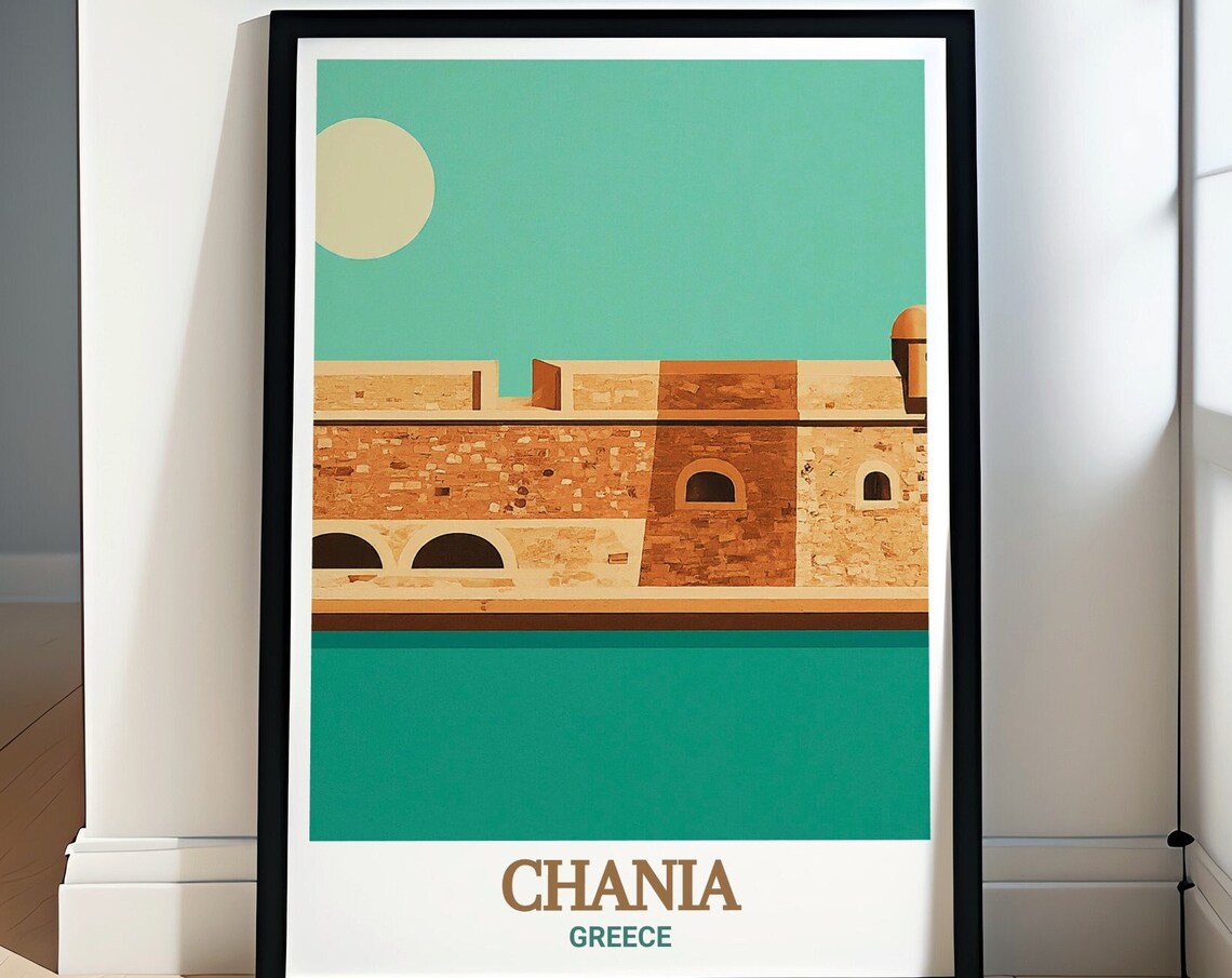 Chania Greece Firkas Fortress Historic Stone Wall Minimalist Poster