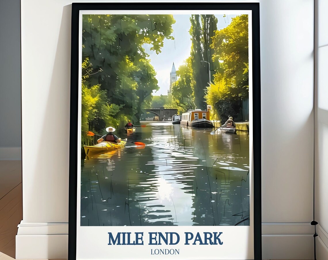 Mile End Park London Kayakers Paddling on Regent's Canal Poster