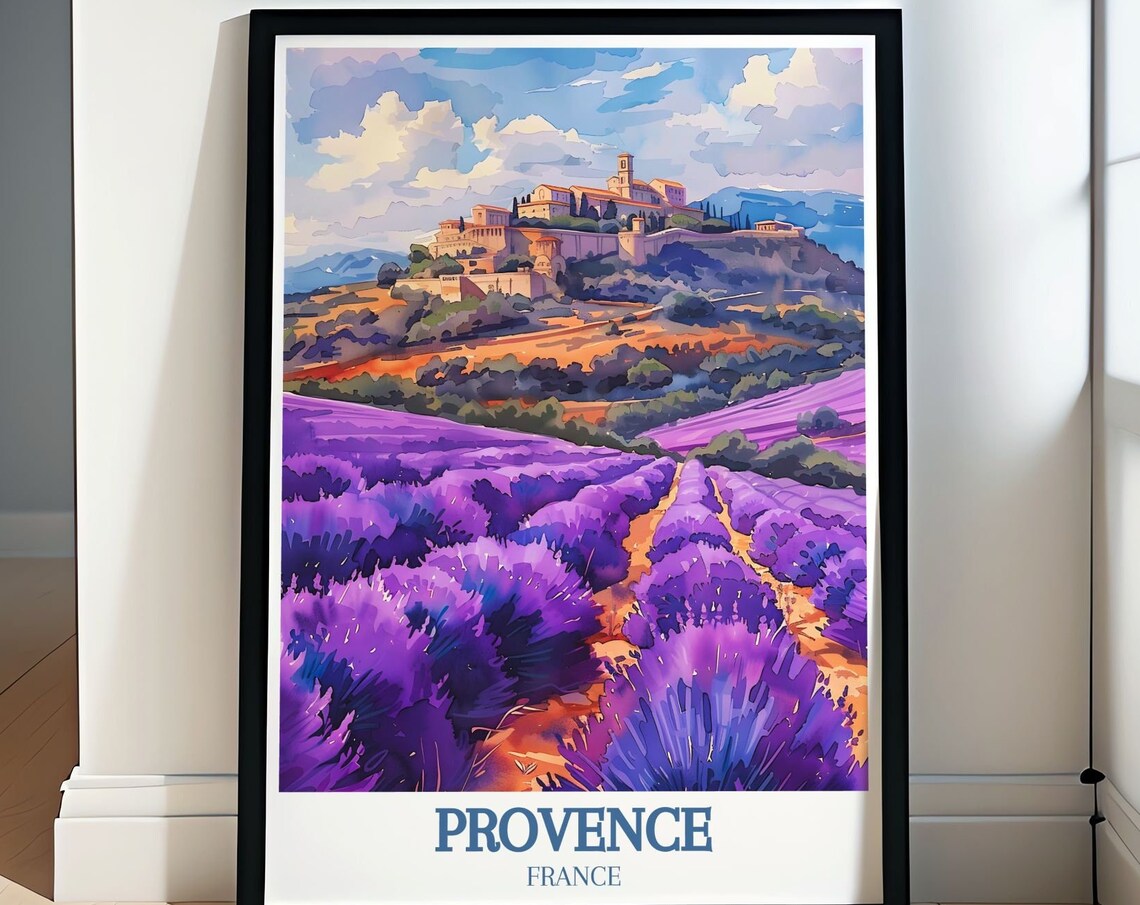Gordes Hilltop Village Above Lavender Fields in Provence Poster