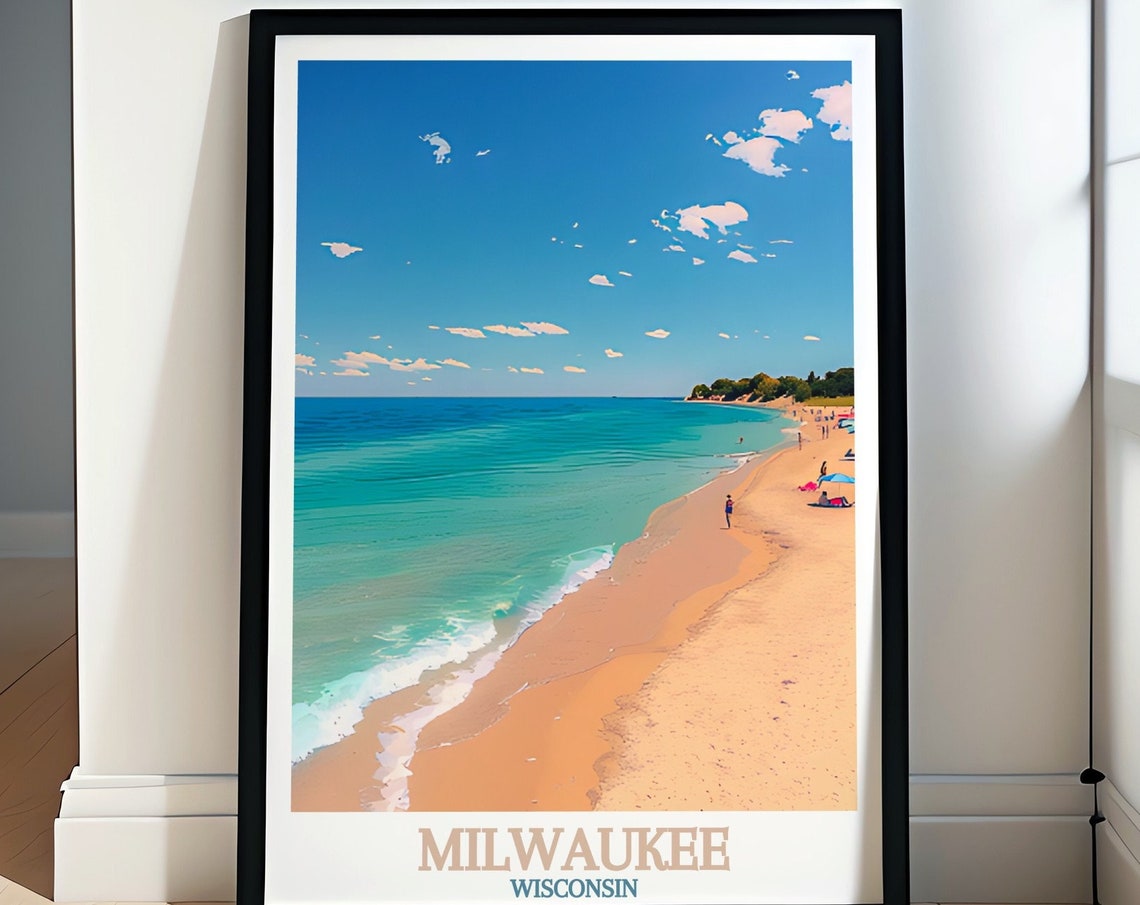 Milwaukee Wall Art Lake Michigan Poster And Personalized Gifts Lake Michigan Travel Poster Milwaukee Gifts Milwaukee Decor