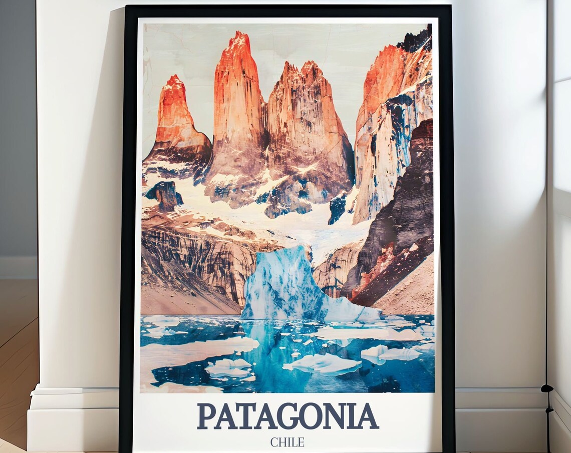 Patagonia Chile Torres del Paine Towers and Grey Glacier Lake Poster