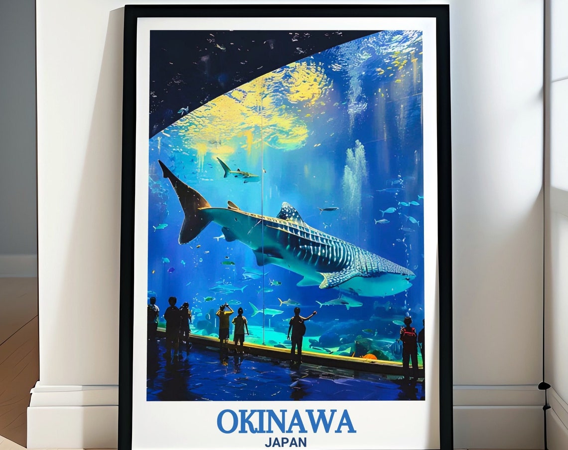 Okinawa Island Travel Print Okinawa Churaumi Aquarium Travel Poster Okinawa Travel Posters And Wall Art Okinawa Wall Art