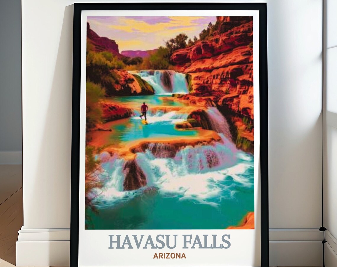 Havasu Falls Arizona Turquoise Cascades Canyon Adventure Travel Poster