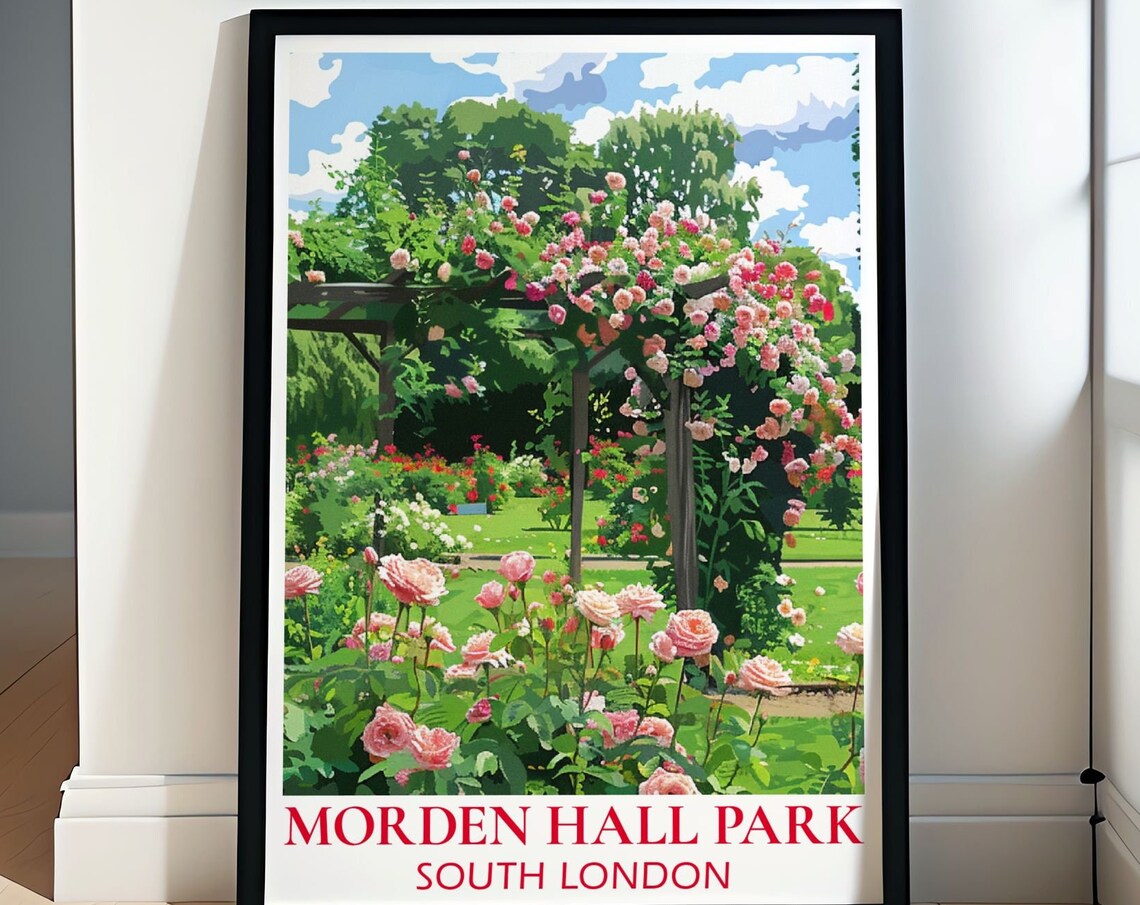 Morden Hall Park Rose Garden Pergola Summer Blooming Roses Poster