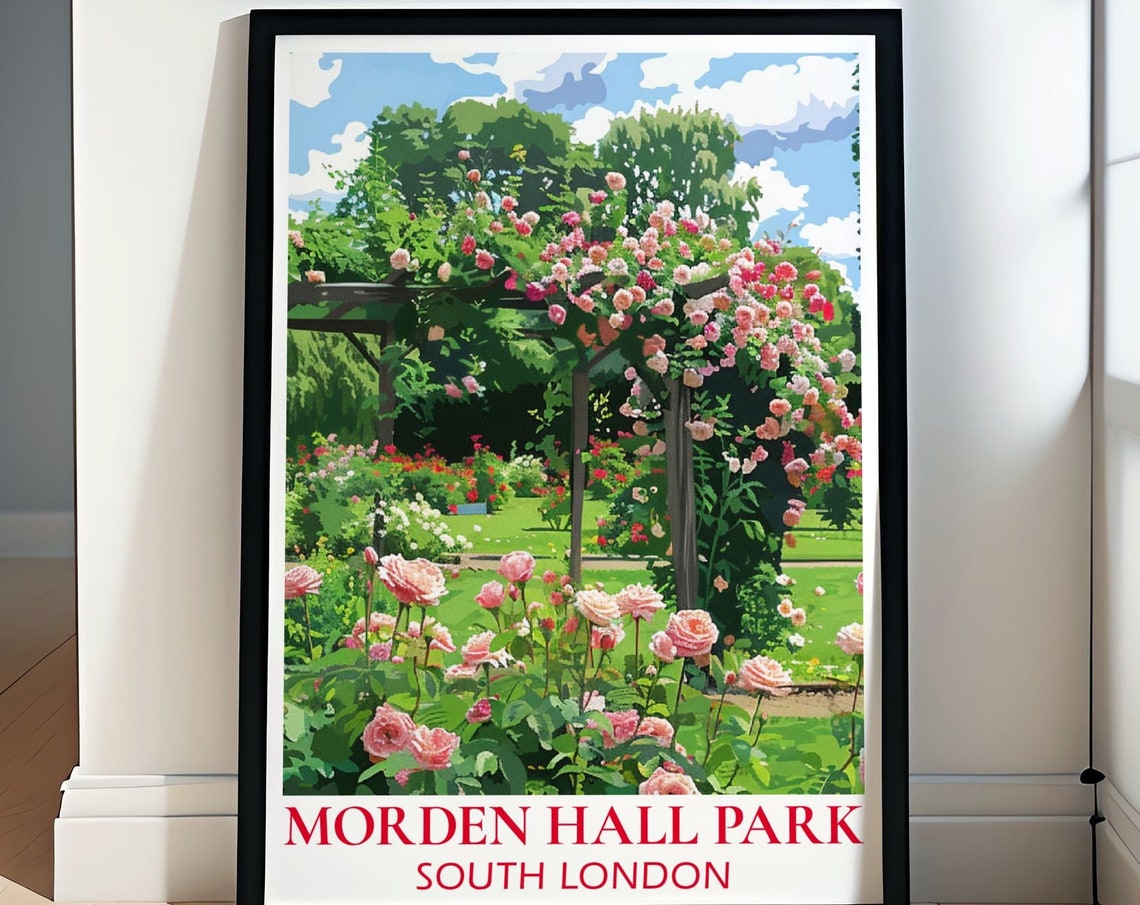 Morden Hall Park Travel Poster Rose Garden Beauty In Morden Hall Park Travel Print Rose Garden Art Morden Hall Park Poster