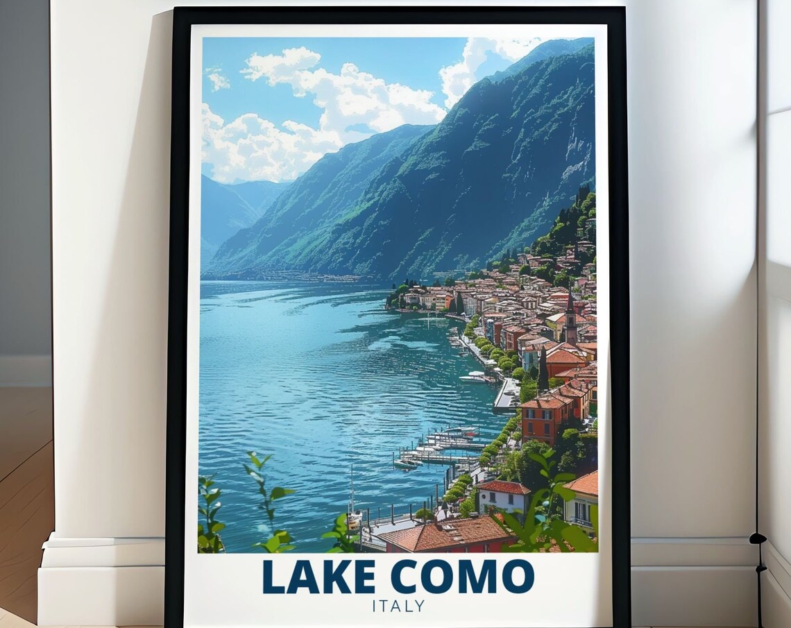 Lake Como Menaggio Harbor Mountains Italy Lakeside Town Poster