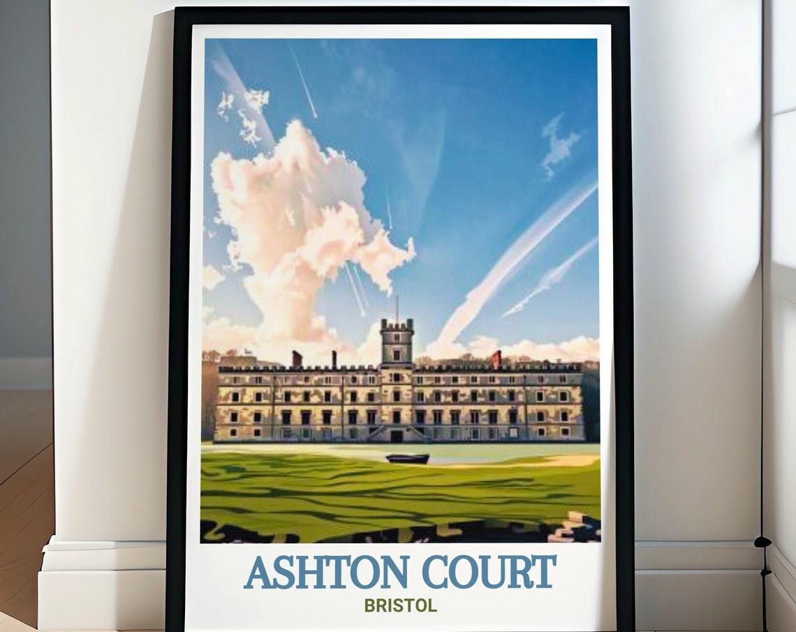 Ashton Court Mountain Biking Art Ashton Court Mansion Travel Poster Ashton Court Mountain Biking Decor Ashton Court Mansion Prints