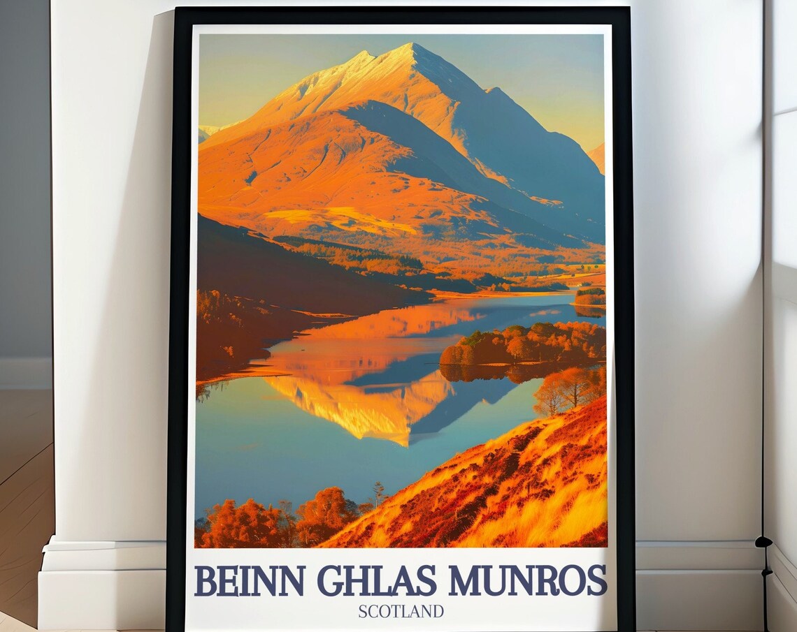 Beinn Ghlas Munros Golden Mountain Reflection Scotland Wall Art