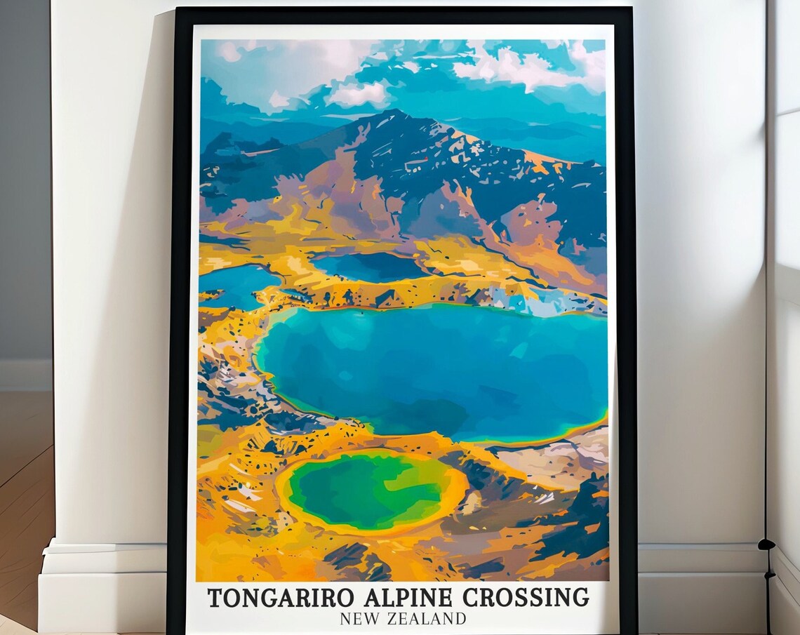 Tongariro Alpine Crossing New Zealand Emerald Lakes Graphic Poster