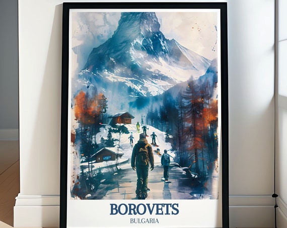 Borovets Travel Poster Musala Pathway Print Bulgaria Art Decor Borovets Ski Resort Poster Bulgaria Art Print