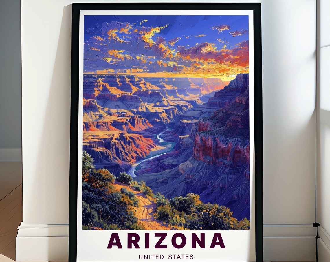Arizona Grand Canyon Sunrise Purple Canyon View Travel Poster