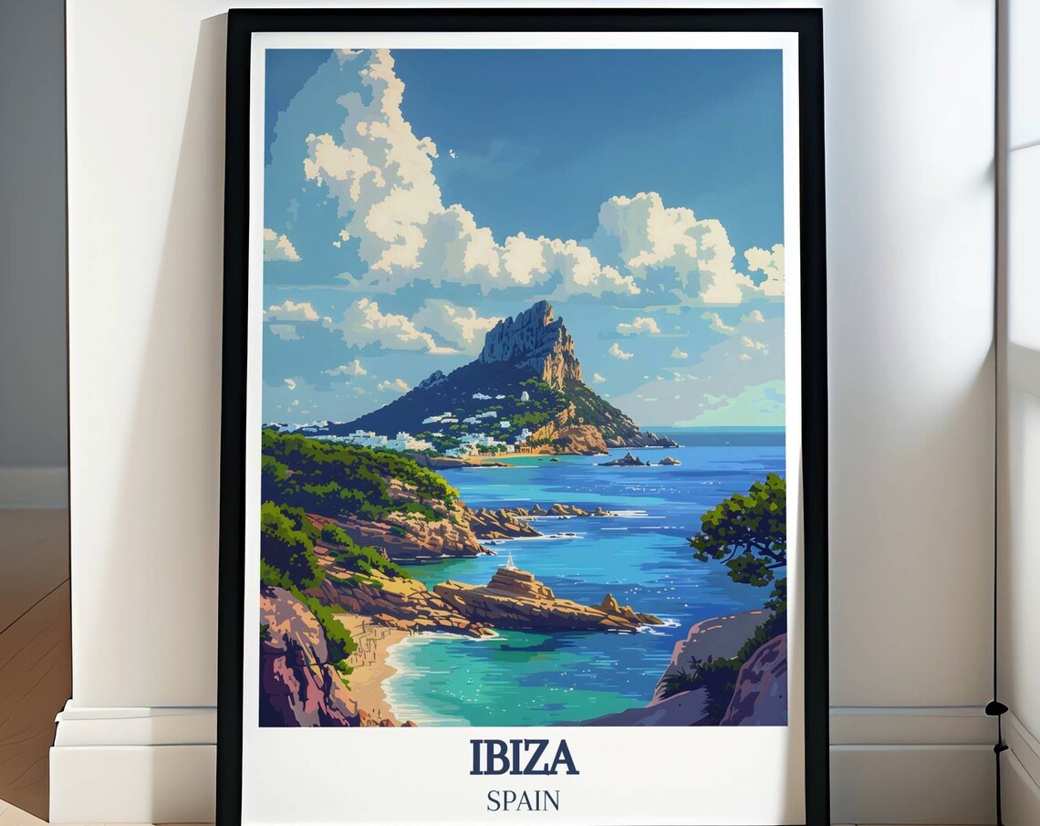 Ibiza Es Vedra Rock Island Turquoise Coast Spain Travel Poster