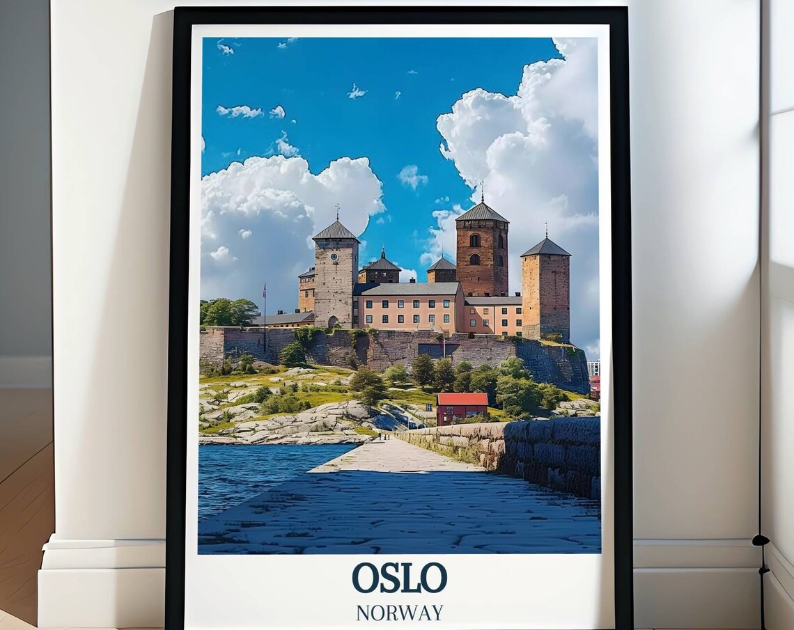 Oslo Akershus Fortress Waterfront Castle Norway Travel Poster