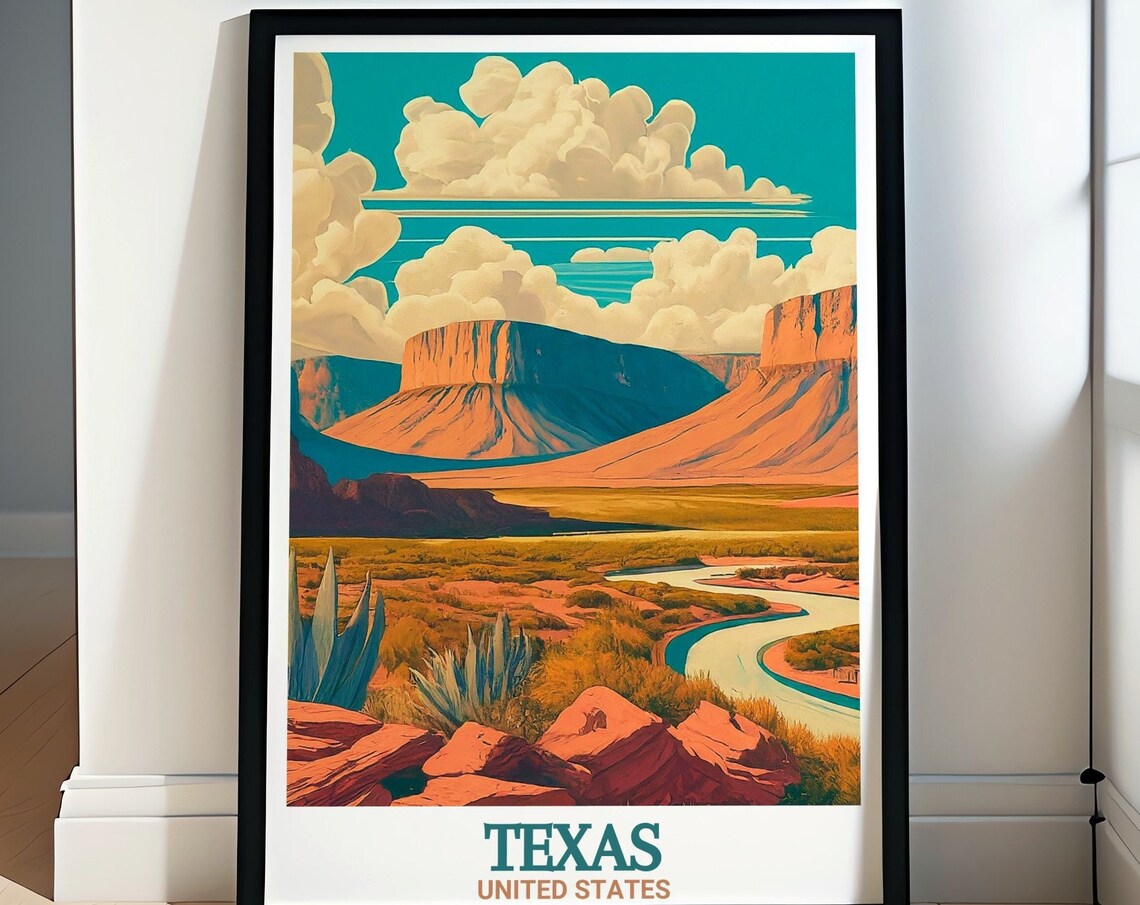 Texas Big Bend National Park Desert Mesas Sunset Travel Poster
