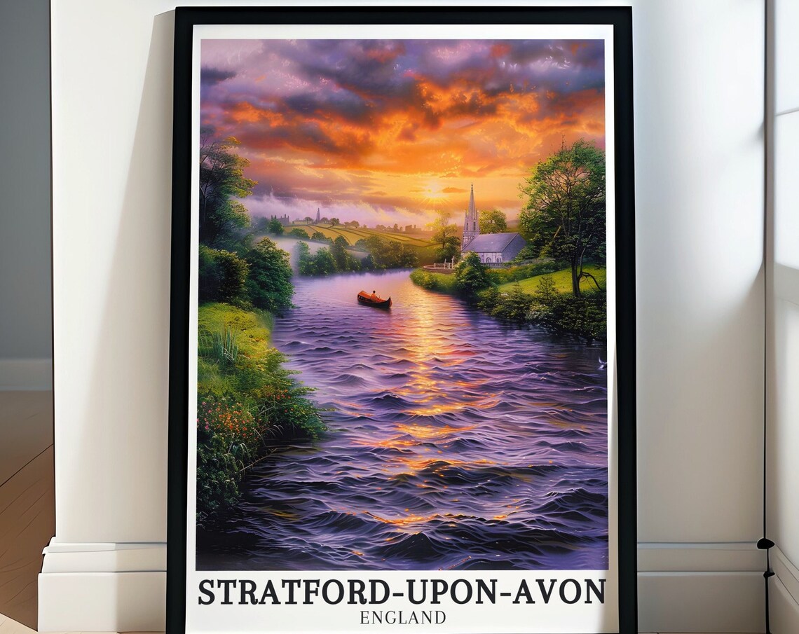 Stratford Upon Avon River Avon Sunset With Church Spire England Poster