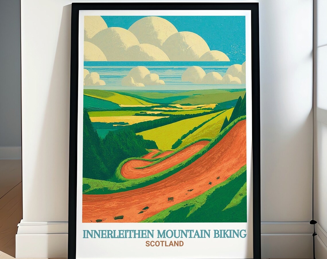 Innerleithen Red Bull Downhill Track Dirt Trail Scotland Travel Poster