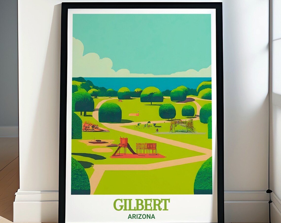Gilbert Arizona Freestone Park Playground Green Meadow Travel Poster