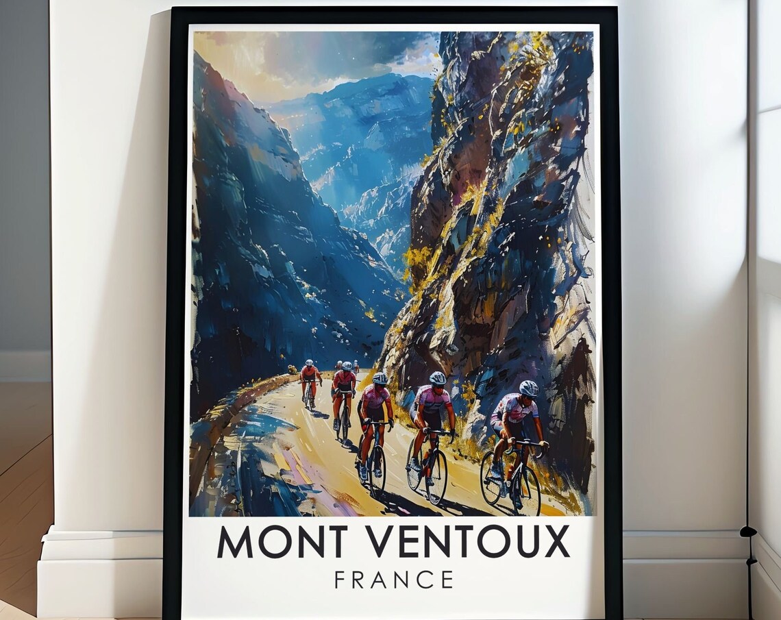 Mont Ventoux France Cyclists Mountain Gorge Road Cycling Travel Poster