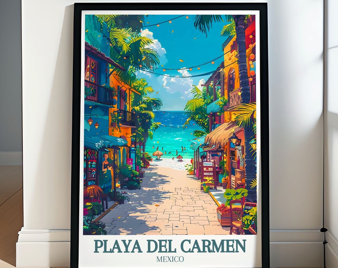 Playa del Carmen Travel Poster, Mexico Artwork