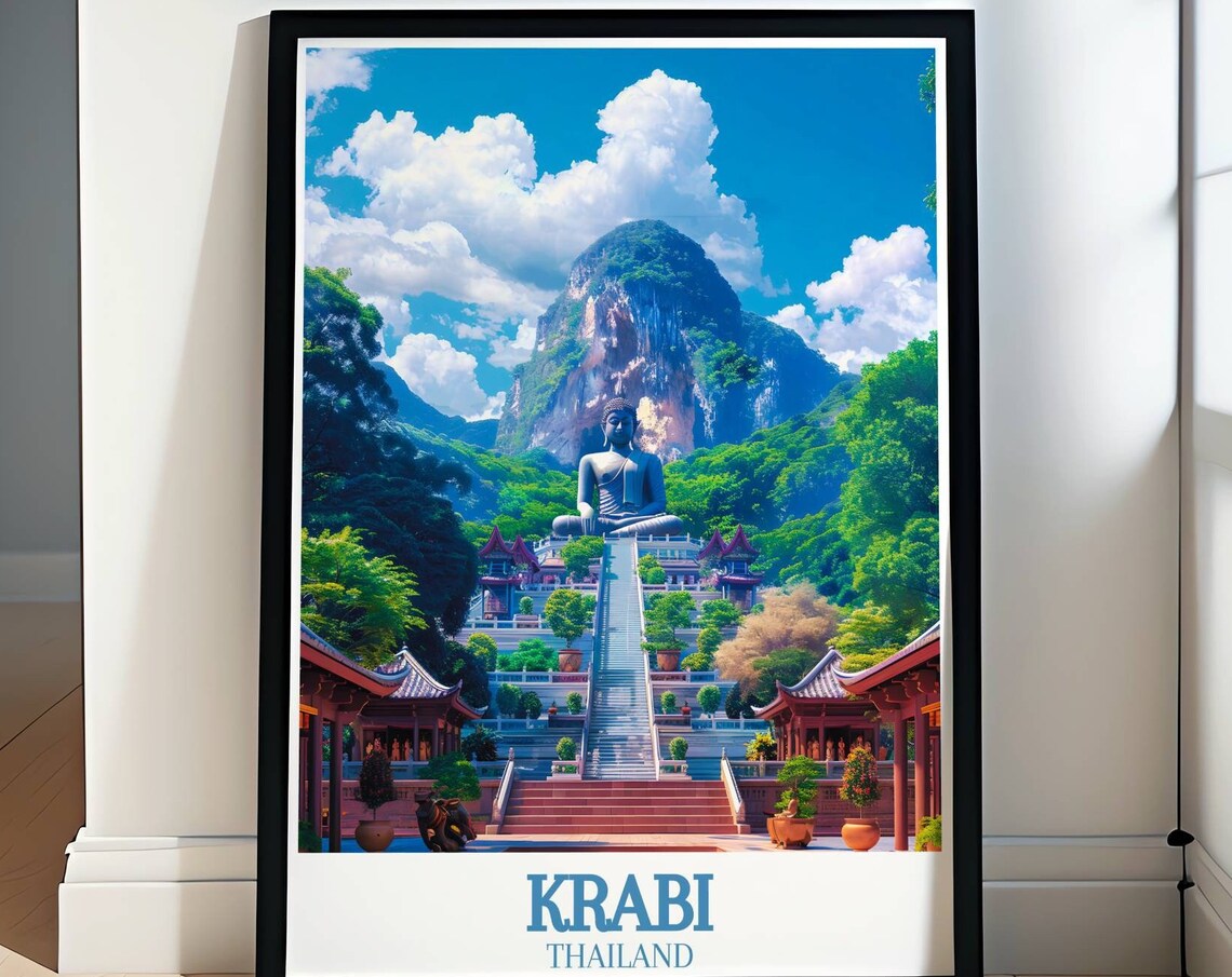 Krabi Tiger Cave Temple Giant Buddha Grand Staircase Thailand Poster