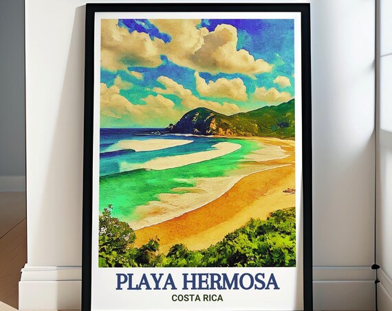 Playa Hermosa Costa Rica Golden Beach Sweeping Aerial View Poster