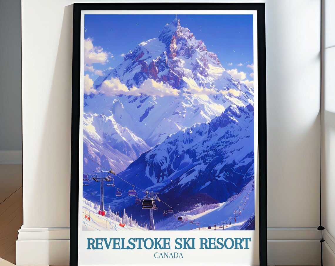Revelstoke Ski Resort Canada Alpine Peak Chairlift Travel Poster