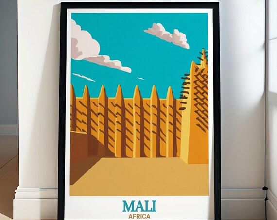 Mali Travel Poster Djenn Mosque Travel Prints And Gifts Djenn Mosque And Africa Wall Art Djenn Mosque Art And Travel Posters