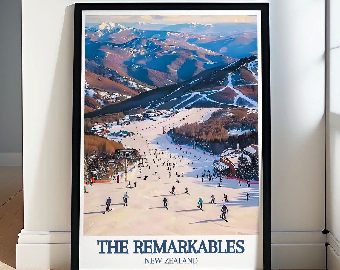 The Remarkables New Zealand Ski Resort Mountain Slopes Poster
