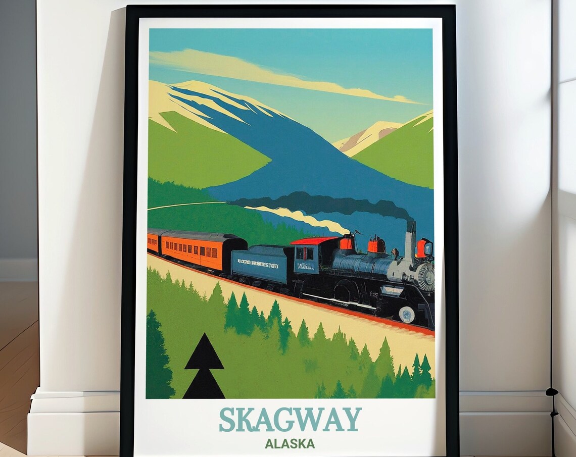 Skagway Alaska White Pass Yukon Railroad Steam Train Travel Poster
