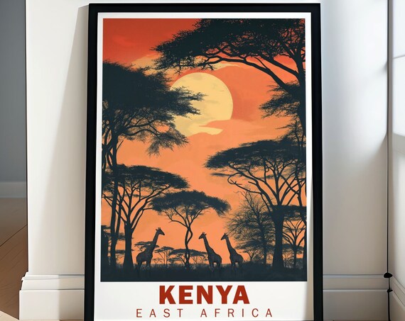 Kenya Travel Print Kenyan Safaris Art Print Kenya Wall Art Kenya Poster Print