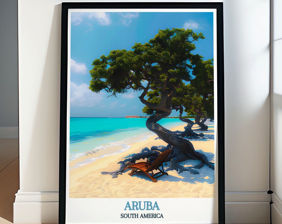 Aruba Eagle Beach Divi Divi Tree Lounge Chair Seaside Travel Poster