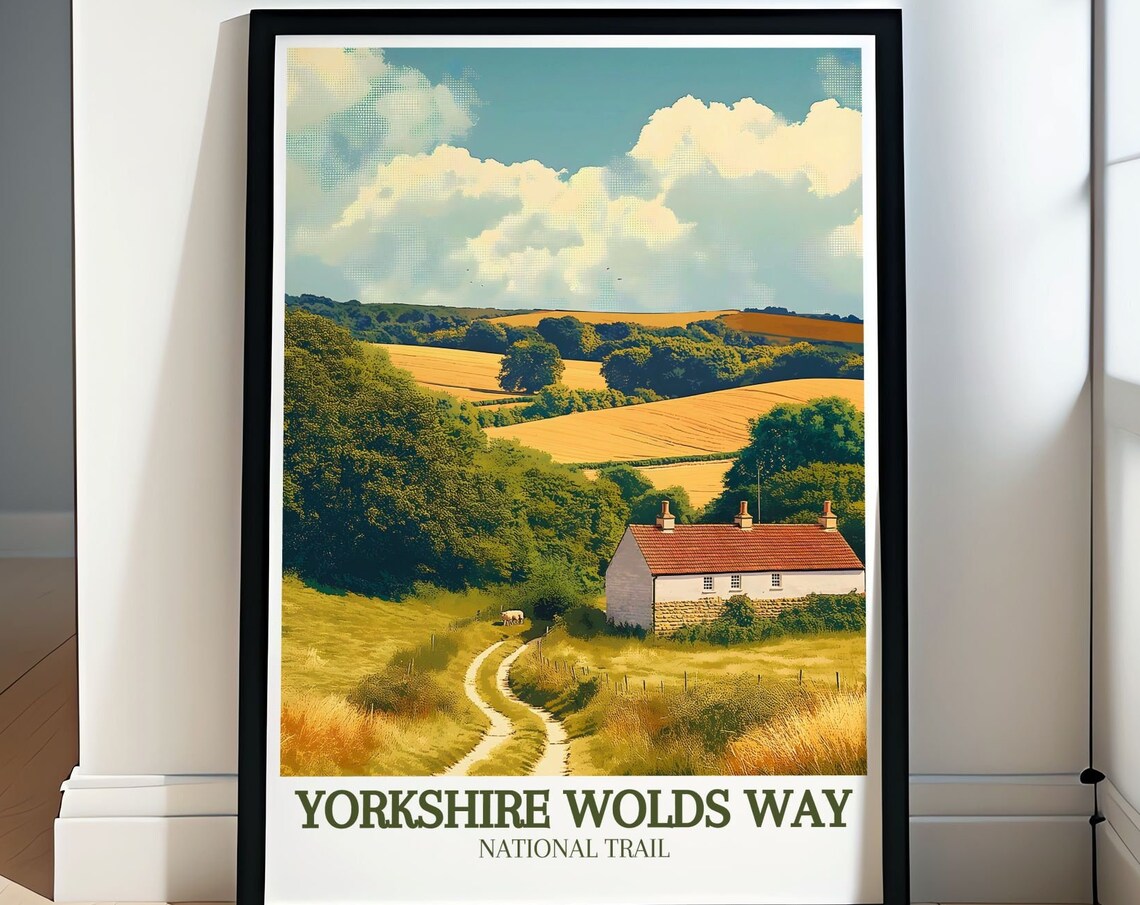 Yorkshire Wolds Way National Trail Cottage Rural Travel Poster