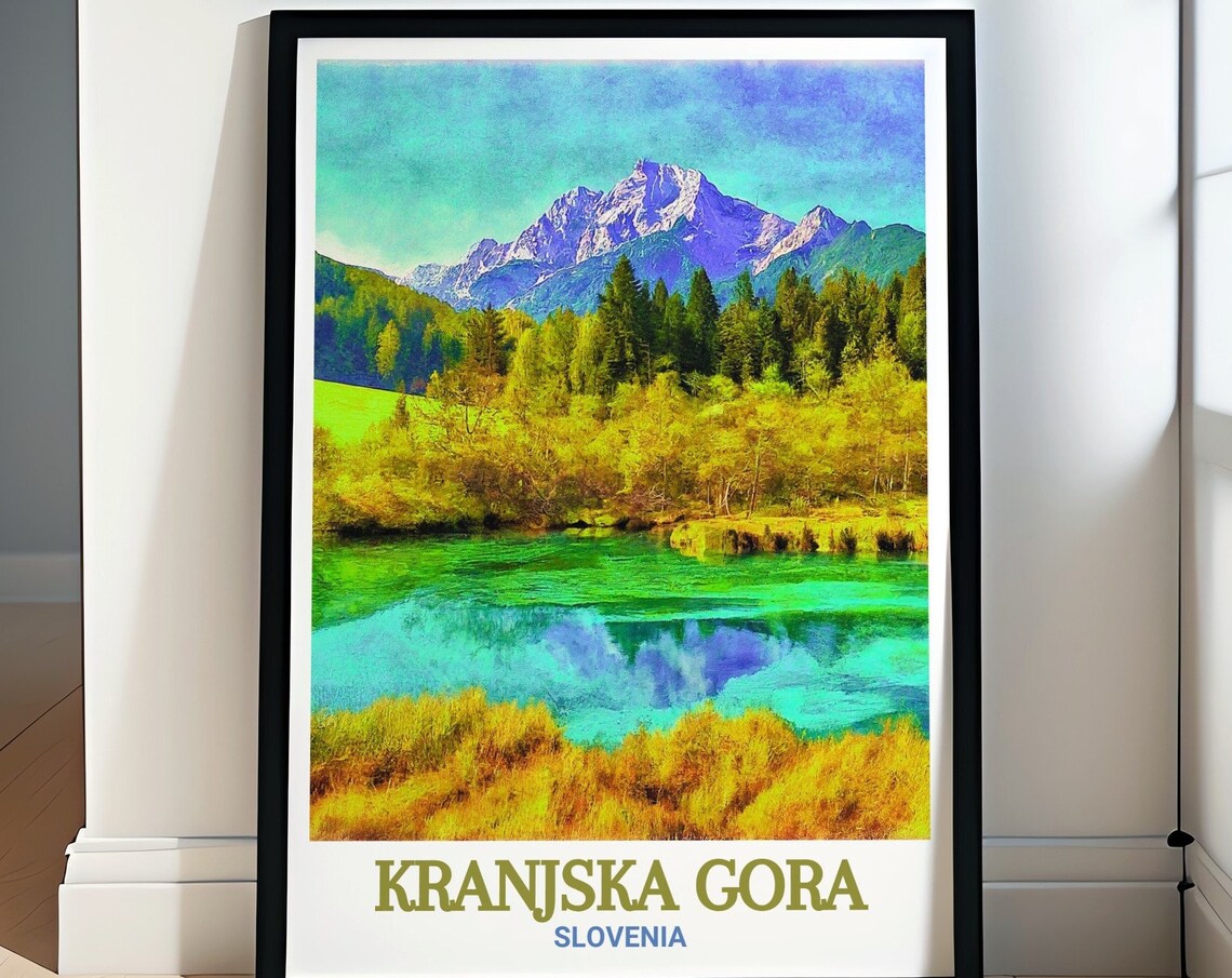 Kranjska Gora Emerald Lake Mirror Mountain Slovenia Travel Poster