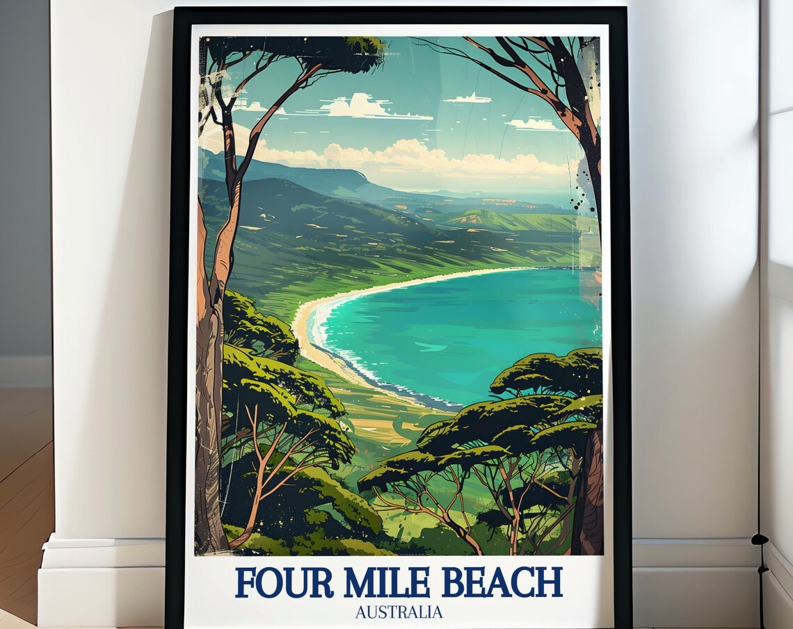 Four Mile Beach Australia Turquoise Bay From Hilltop Trees Poster