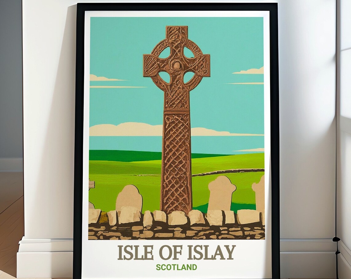 Isle Of Islay Travel Art Collection Kildalton Cross Travel Posters Scottish Heritage Prints Isle Of Islay Travel Posters