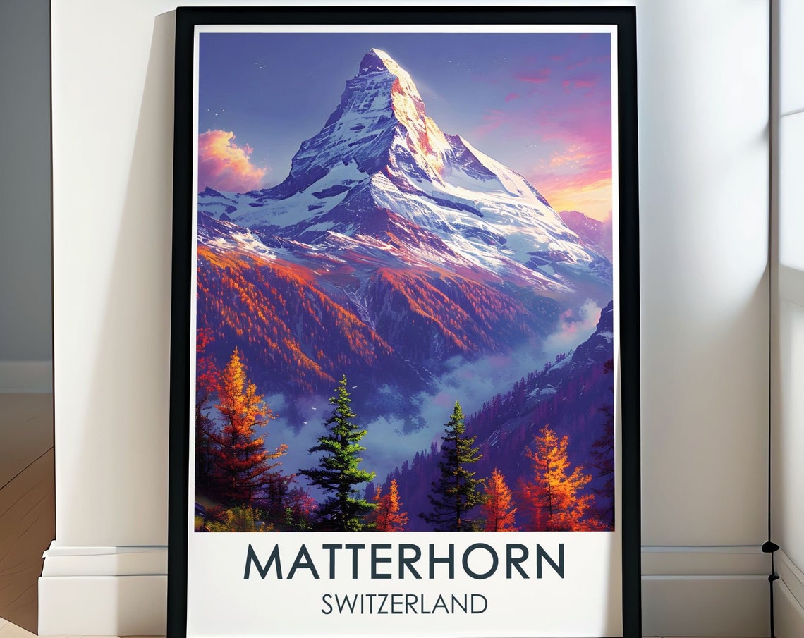 Switzerland Travel Print Matterhorn Travel Poster Print Matterhorn Decor And Gifts Switzerland Travel Poster