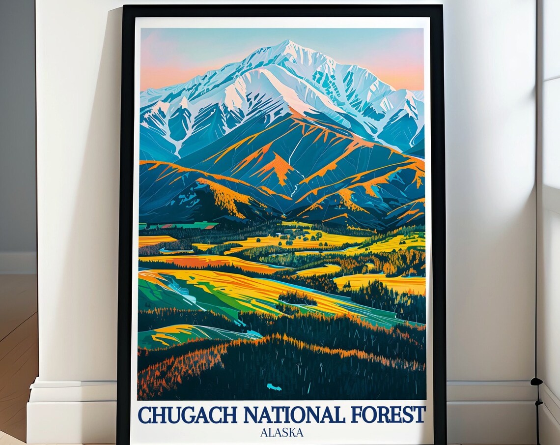 Chugach National Forest Alaska Golden Autumn Mountain Vista Poster