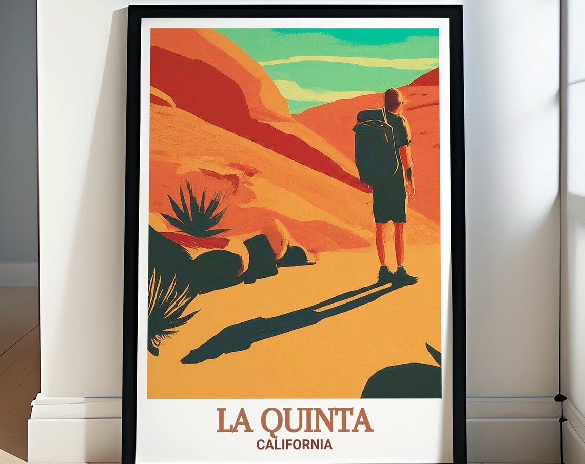 La Quinta Desert Hiker Canyon Trail California Travel Poster