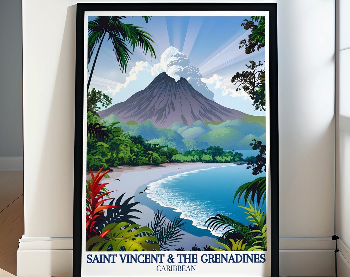 Saint Vincent and Grenadines La Soufriere Volcano Beach Poster