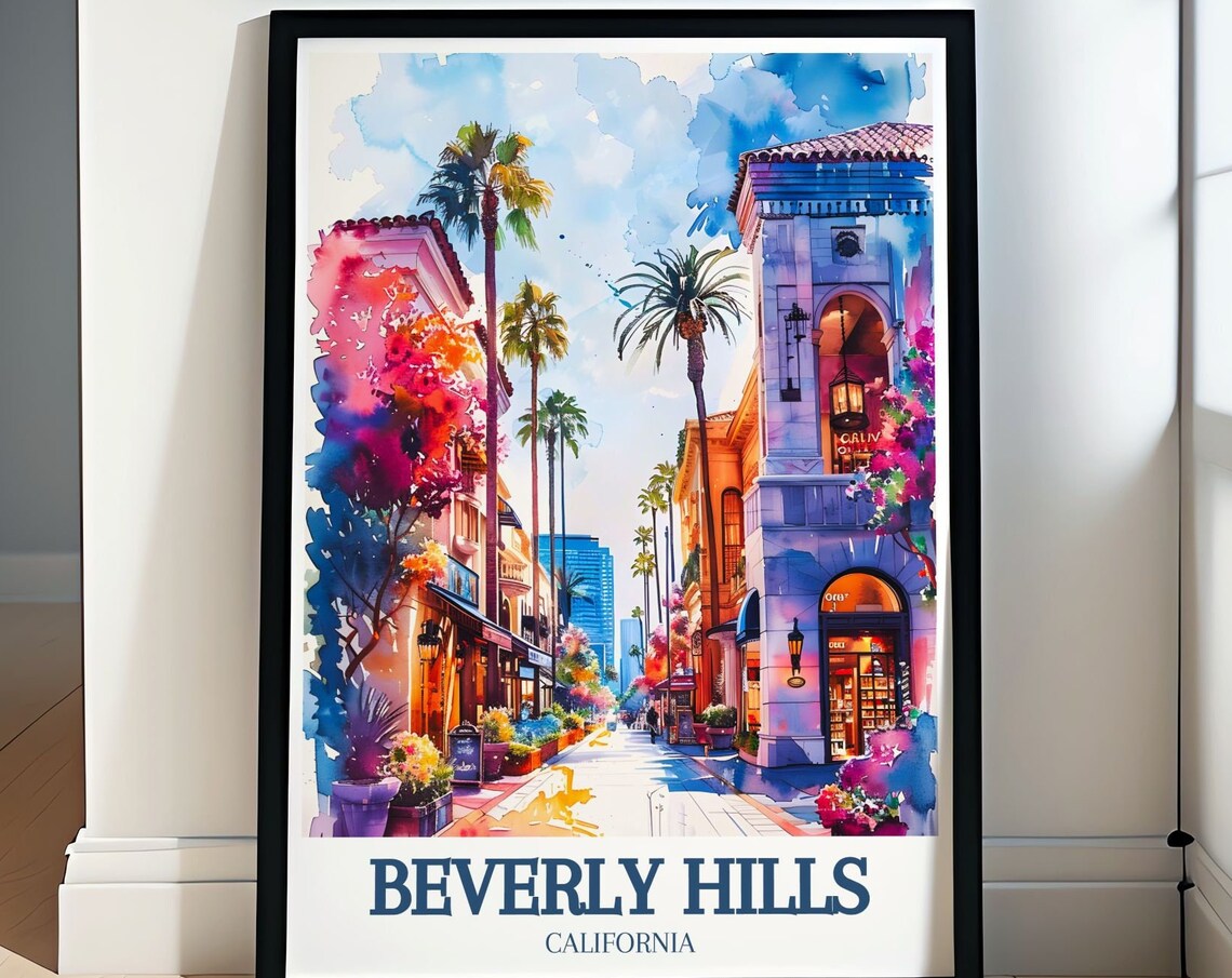Beverly Hills California Elegant Shopping Street Bougainvillea Poster