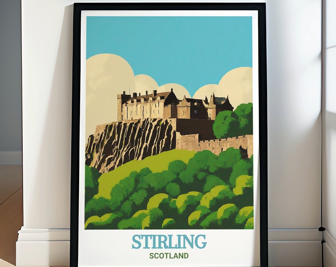 Stirling Scotland Castle on the Rocky Hill Fortress Travel Poster