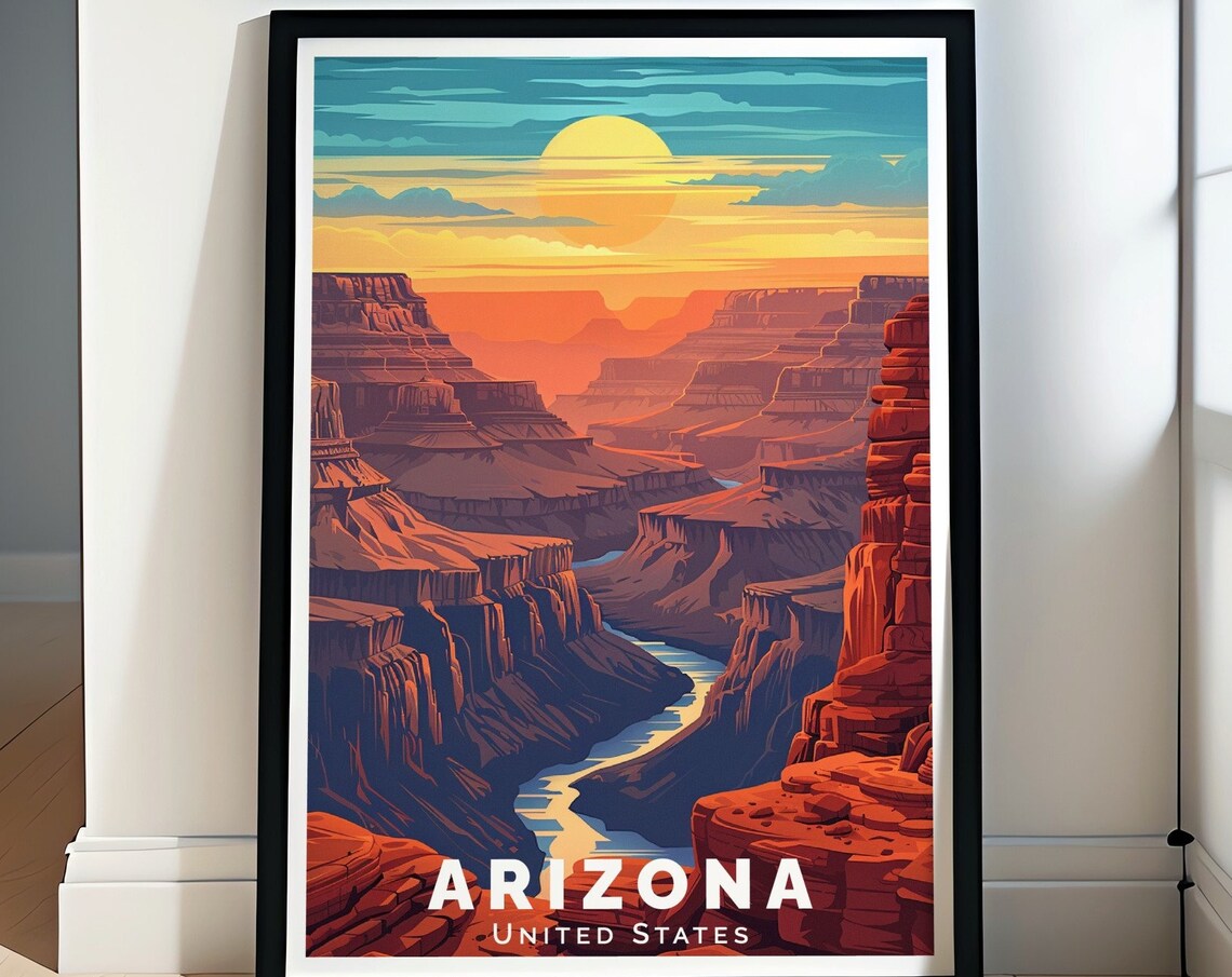 Arizona Grand Canyon Sunset Canyon River National Park Poster