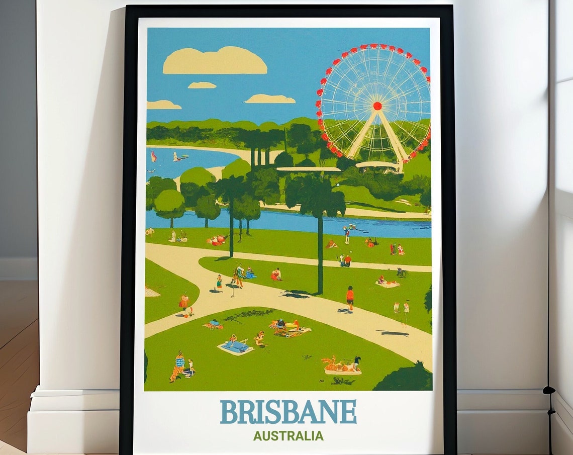 Brisbane Travel Print South Bank Parklands Artwork South Bank Parklands In Brisbane Decor South Bank Parklands Print Brisbane Decor