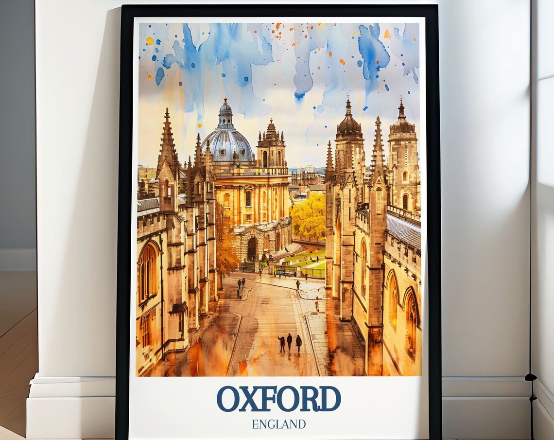Oxford England Radcliffe Camera Watercolor College Street Poster